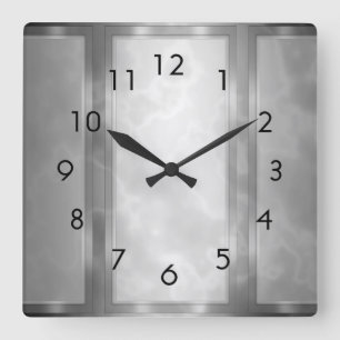 Schwarze Marmorpaneele Quadratische Wanduhr
