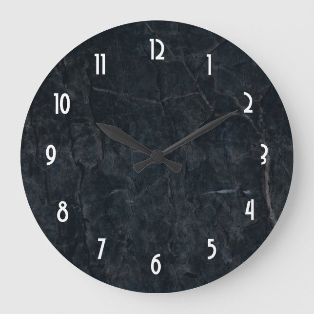 Schwarze Marmorsteinbeschaffenheit Große Wanduhr (Vorderseite)