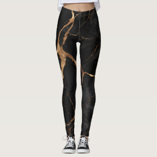 Schwarze Marmorsteine Abstrakt Leggings