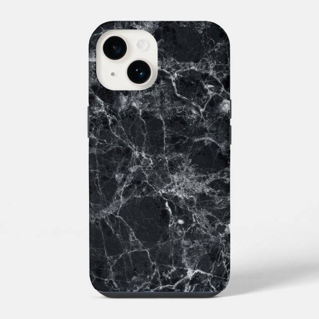 Schwarze Marmortextur iPhone Hülle (Rückseite)