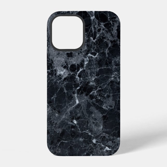 Schwarze Marmortextur iPhone Hülle (Rückseite)