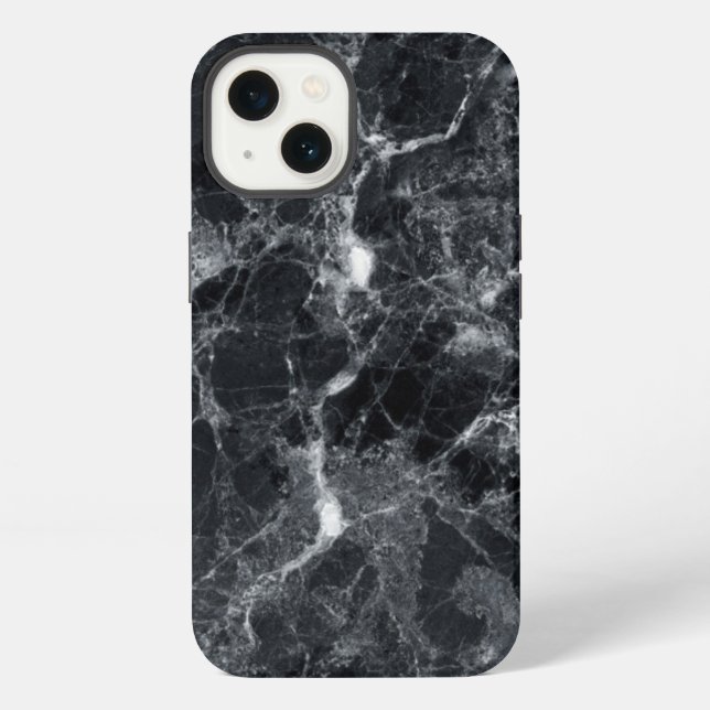 Schwarze Marmortextur iPhone Hülle (Rückseite)