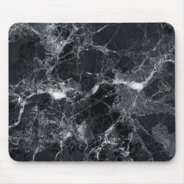 Schwarze Marmortextur Mousepad (Vorne)