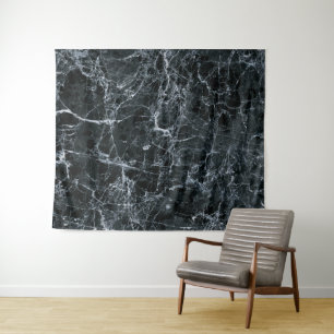 Schwarze Marmortextur Wandteppich