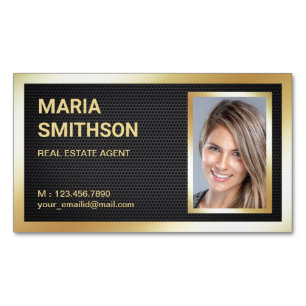 Schwarze Maschen Goldfolie Immobilien Makler Foto Magnetische Visitenkarte