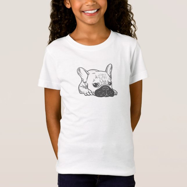 Schwarze Masken-Creme Frenchie Illustration T-Shirt (Vorderseite)