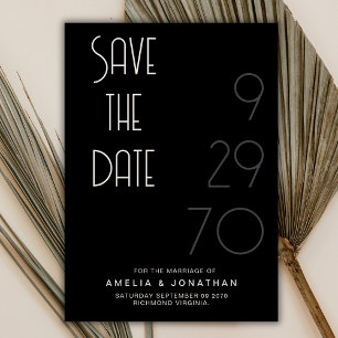 Schwarze matte einfache minimalistische Hochzeit S Save The Date