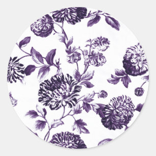 Schwarze Maulbeere Vintage Floral Toile Nr.2 Runder Aufkleber