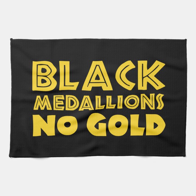 SCHWARZE MEDALLIONEN KEIN GOLD GESCHIRRTUCH (Horizontal)