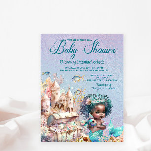 Schwarze Meerjungfrau-Baby-Party-Einladung Postkarte