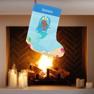 Schwarze Meerjungfrau Niedliche Afrikanerin Kleiner Weihnachtsstrumpf