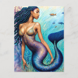 Schwarze Meerjungfrau Postkarte