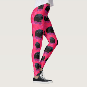 Schwarze Meerschweinchen auf hübschen rosa Rosen Leggings