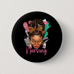 Schwarze Melanin-Krankenschwester Schwarze Geschic Button