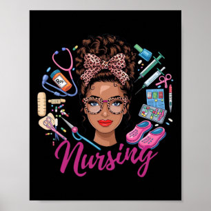 Schwarze Melanin Krankenschwester Schwarze Geschic Poster