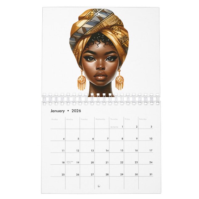 Schwarze Melanin-Schwänzchen Kalender (Jan 2026)