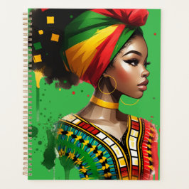 Schwarze Melanin-Schwänze-Zaubermädchen Planer