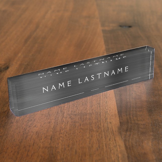 Schwarze Metallfolie Moderne Beruflich Namensplakette (Seite)
