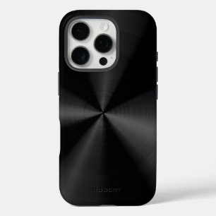 Schwarze metallische Textur im Edelstahl-Look iPhone 16 Pro Hülle