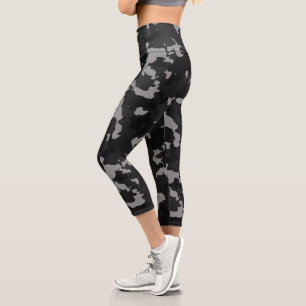 Schwarze Militärarmee Camouflage Camouflage Urban Capri Leggings