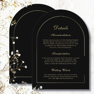 Schwarze Minimal Goldene Bogen-Details Hochzeit Einladung