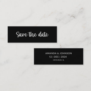 Schwarze Minimal-Hochzeit-Save-the-Date-Lesezeiche Mini Visitenkarte