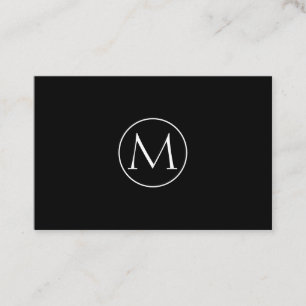 Schwarze Minimal Monogramm Visitenkarte