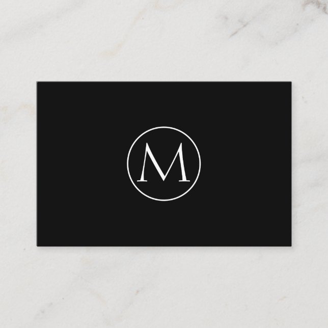 Schwarze Minimal Monogramm Visitenkarte (Vorderseite)