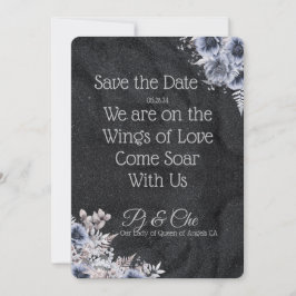 Schwarze Minimalistische Blumenhochzeit rettet das Save The Date