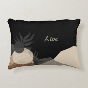 Schwarze minimalistische Boho-Erdtöne Dekokissen