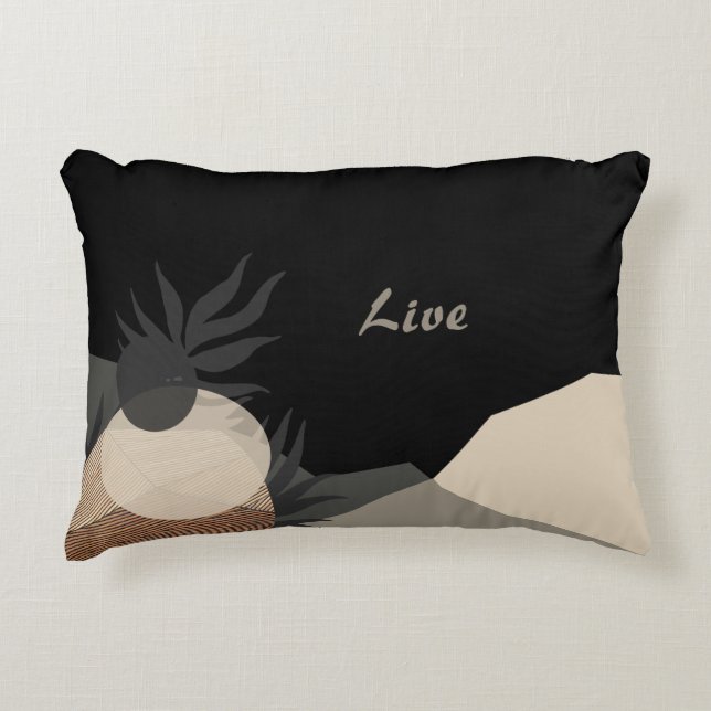 Schwarze minimalistische Boho-Erdtöne Dekokissen (Vorderseite)