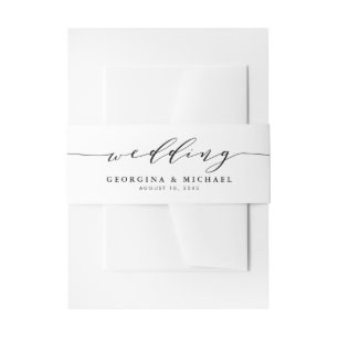 Schwarze Minimalistische Dainty-Script-Hochzeit Einladungsbanderole