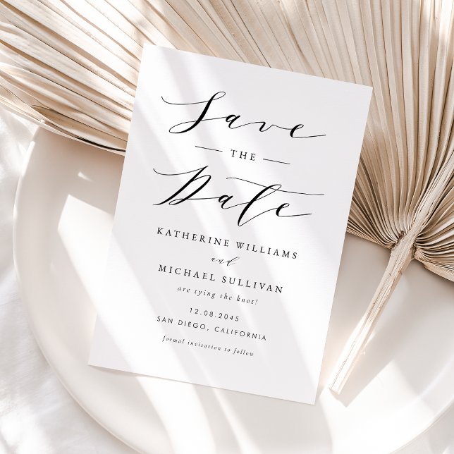 Schwarze Minimalistische Dainty-Script-Hochzeit Save The Date (Von Creator hochgeladen)
