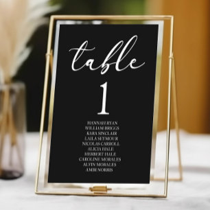 Schwarze minimalistische elegante klassische Grund Tischnummer