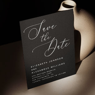 Schwarze Minimalistische Hochzeit Elegante moder Save The Date