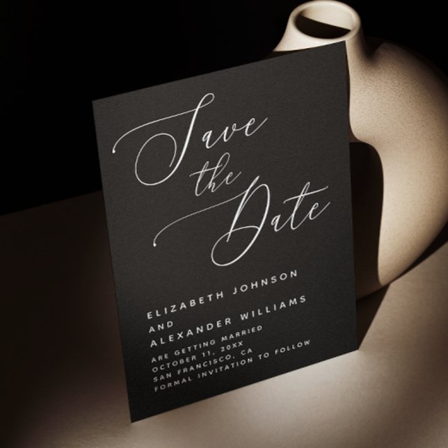 Schwarze Minimalistische Hochzeit | Elegante moder Save The Date (Von Creator hochgeladen)