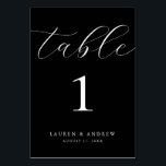Schwarze Minimalistische Hochzeit | Ereignisbenutz Tischnummer<br><div class="desc">(**BITTE BEACHTEN SIE: Um zu bestellen,  passen Sie einfach Ihre Tischnummer (und Name/Datum) an und fügen Sie jede Nummer einzeln in Ihren Warenkorb ein. Dann Karo raus,  sobald du fertig bist.) Schön,  elegant,  modern und minimalistisch,  Tischnummer-Karte. Vollständig anpassbar mit Ihren Namen (oder Ereignisname) und Datum.</div>