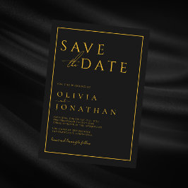 Schwarze Minimalistische Hochzeit Save The Date
