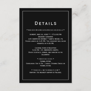 Schwarze Minimalistische Hochzeitskarte Begleitkarte