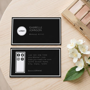 Schwarze Minimalistische Make-up-Artist Social Med Visitenkarte