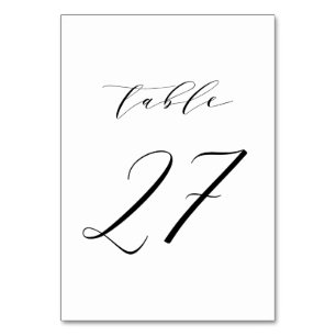 Schwarze minimalistische Schrift Hochzeit Tisch Nu Tischnummer