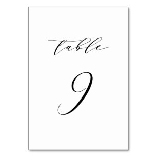 Schwarze minimalistische Schrift Hochzeitstisch Nu Tischnummer