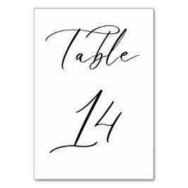 Schwarze Minimalistische Script-Hochzeitkarte für  Tischnummer