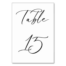 Schwarze Minimalistische Script-Hochzeitkarte für  Tischnummer