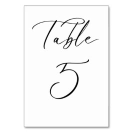 Schwarze Minimalistische Script-Hochzeitkarte für  Tischnummer