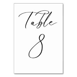 Schwarze Minimalistische Script-Hochzeitkarte für  Tischnummer