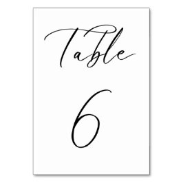 Schwarze Minimalistische Script-Hochzeitkarte für  Tischnummer