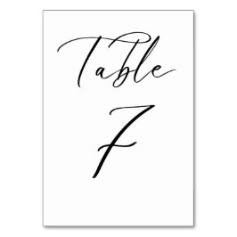 Schwarze Minimalistische Script-Hochzeitkarte für  Tischnummer