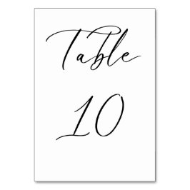Schwarze Minimalistische Script-Hochzeitkarte für  Tischnummer