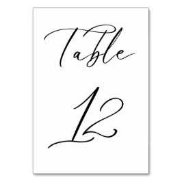 Schwarze Minimalistische Script-Hochzeitkarte für  Tischnummer
